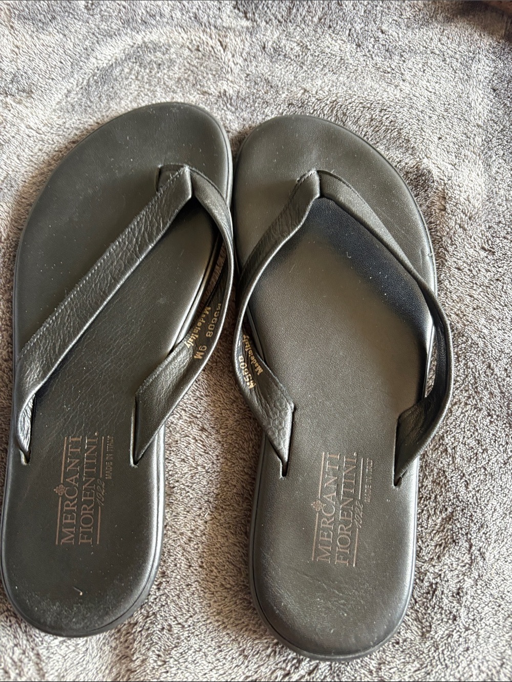 Mercanti Fiorentini Black Leather Thong Sandals